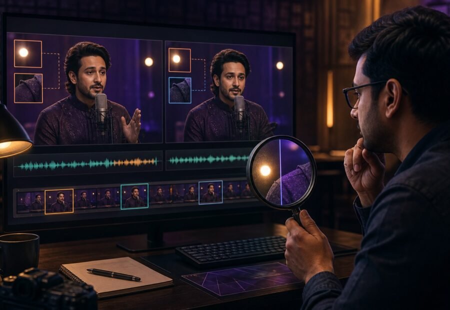 A calm verification workflow for suspicious celebrity videos, synthetic audio, fake endorsements and urgent viral clips in India.