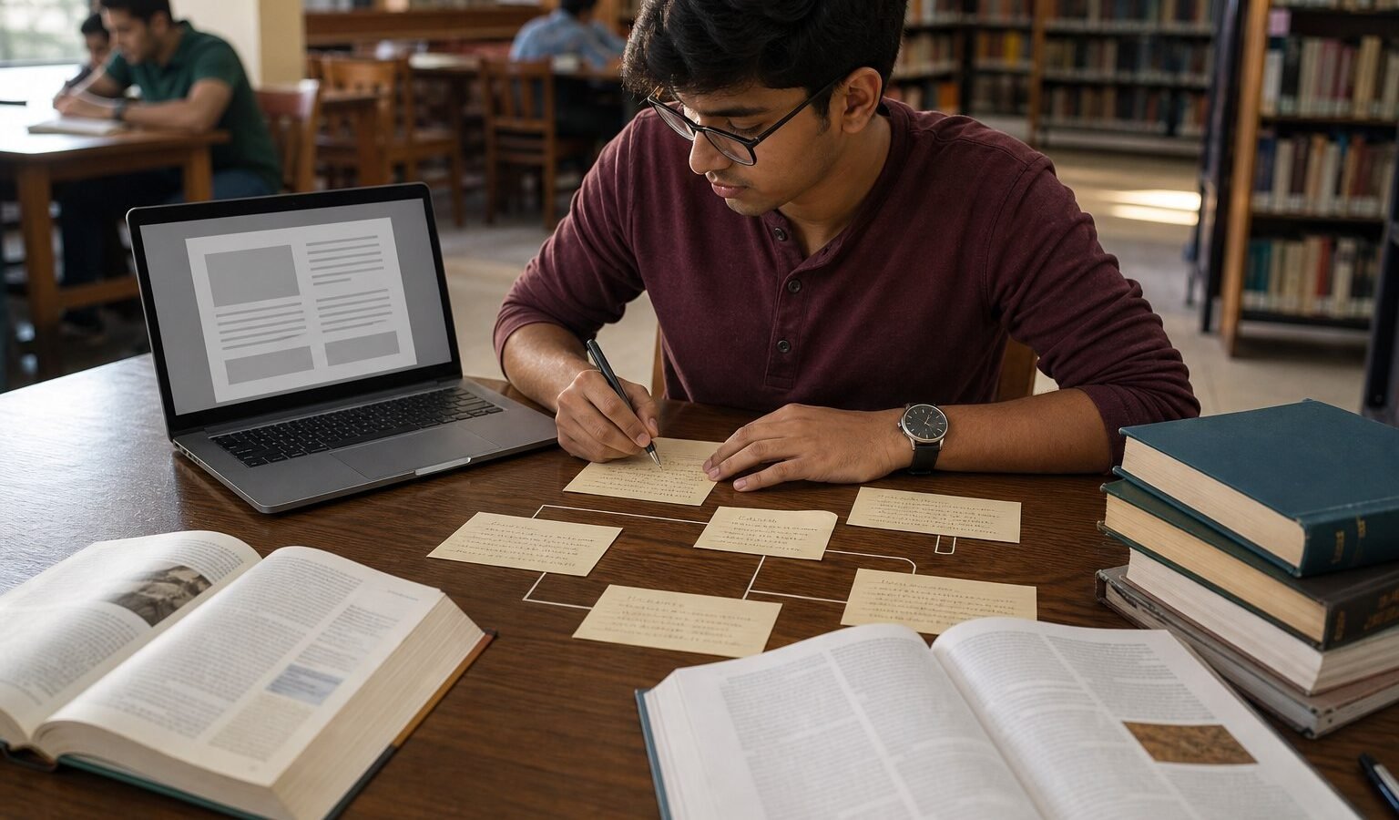 A repeatable research workflow for Indian students covering question design, source authority, evidence tracing, note-taking and honest citation.